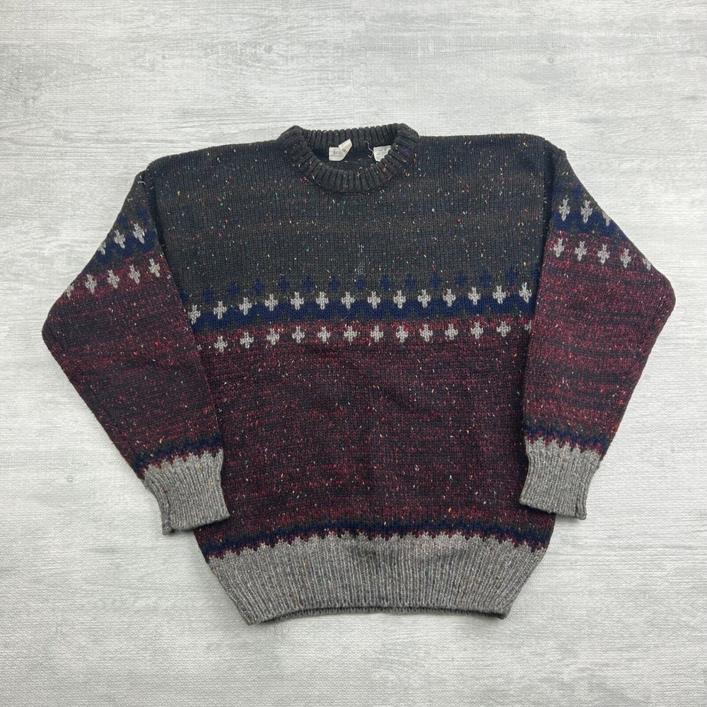 Vintage 90s Brain MacNEIL Sweater Size Medium Brown Pull Over Boho Geometric